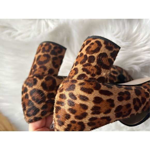 Ann Taylor loafers animal print size 8 chunky heel real fur - Picture 5 of 6